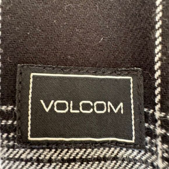 Volcom Hooded Black White Checkered Cotton Blend Ski Snowboard Lightweight Pocke - Picture 12 of 13
